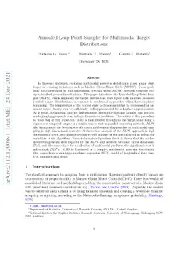 Annealed Leap-Point Sampler for Multimodal Target Distributions