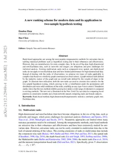 A new ranking scheme for modern data and its application to two-sample
  hypothesis testing