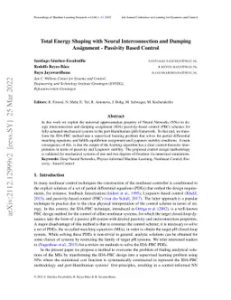 Total Energy Shaping with Neural Interconnection and Damping Assignment
  -- Passivity Based Control