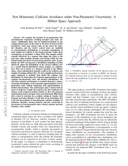Non Holonomic Collision Avoidance of Dynamic Obstacles under
  Non-Parametric Uncertainty: A Hilbert Space Approach