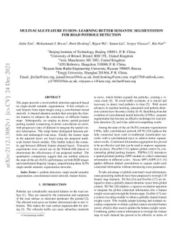 Multi-Scale Feature Fusion: Learning Better Semantic Segmentation for
  Road Pothole Detection