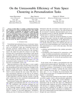 On the Unreasonable Efficiency of State Space Clustering in
  Personalization Tasks