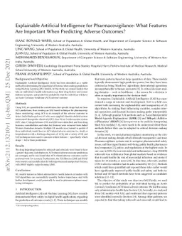 Explainable Artificial Intelligence for Pharmacovigilance: What Features
  Are Important When Predicting Adverse Outcomes?