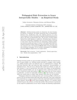 Pedagogical Rule Extraction to Learn Interpretable Models - an Empirical
  Study