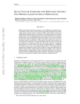 Quasi-Taylor Samplers for Diffusion Generative Models based on Ideal
  Derivatives