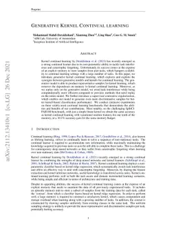 Generative Kernel Continual learning