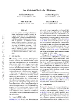 New Methods & Metrics for LFQA tasks