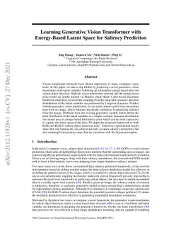 Learning Generative Vision Transformer with Energy-Based Latent Space
  for Saliency Prediction