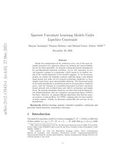 Sparsest Univariate Learning Models Under Lipschitz Constraint