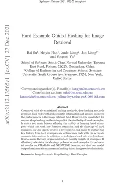 Hard Example Guided Hashing for Image Retrieval