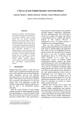 A Survey on non-English Question Answering Dataset