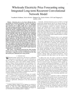 Wholesale Electricity Price Forecasting using Integrated Long-term
  Recurrent Convolutional Network Model