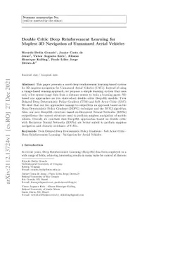 Double Critic Deep Reinforcement Learning for Mapless 3D Navigation of
  Unmanned Aerial Vehicles