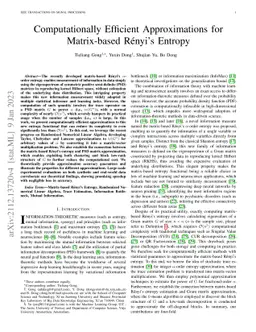 Computationally Efficient Approximations for Matrix-based Renyi's
  Entropy