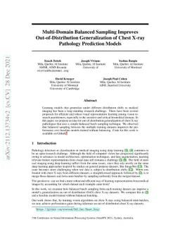 Multi-Domain Balanced Sampling Improves Out-of-Distribution
  Generalization of Chest X-ray Pathology Prediction Models