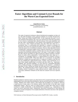 Faster Algorithms and Constant Lower Bounds for the Worst-Case Expected
  Error