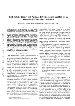 Soft Robotic Finger with Variable Effective Length enabled by an
  Antagonistic Constraint Mechanism