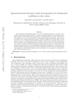 Quaternion-based dynamic mode decomposition for background modeling in
  color videos