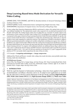 Deep Learning-Based Intra Mode Derivation for Versatile Video Coding