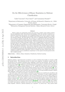 On the Effectiveness of Binary Emulation in Malware Classification