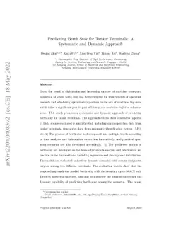 Predicting Berth Stay for Tanker Terminals: A Systematic and Dynamic
  Approach