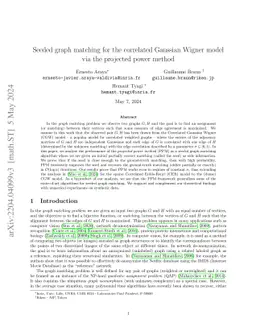 Seeded graph matching for the correlated Gaussian Wigner model via the
  projected power method