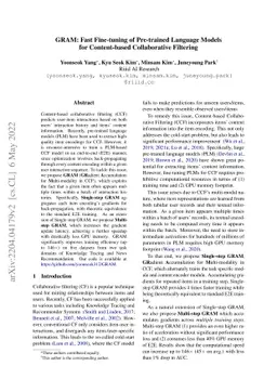 GRAM: Fast Fine-tuning of Pre-trained Language Models for Content-based
  Collaborative Filtering