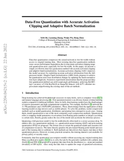 Data-Free Quantization with Accurate Activation Clipping and Adaptive
  Batch Normalization