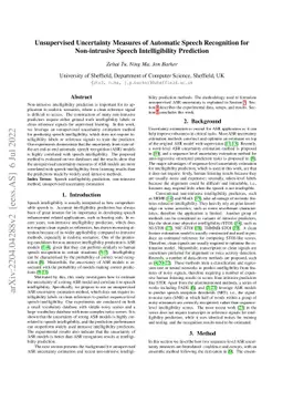 Unsupervised Uncertainty Measures of Automatic Speech Recognition for
  Non-intrusive Speech Intelligibility Prediction