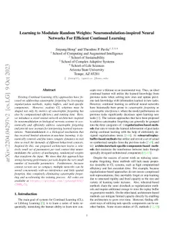 Learning to Modulate Random Weights: Neuromodulation-inspired Neural
  Networks For Efficient Continual Learning