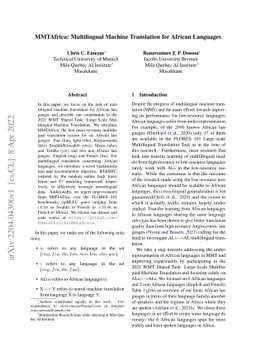 MMTAfrica: Multilingual Machine Translation for African Languages