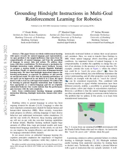 Grounding Hindsight Instructions in Multi-Goal Reinforcement Learning
  for Robotics