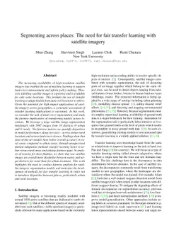 Segmenting across places: The need for fair transfer learning with
  satellite imagery