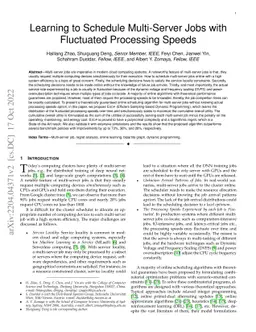 Learning to Schedule Multi-Server Jobs with Fluctuated Processing Speeds
