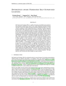 Divergence-aware Federated Self-Supervised Learning