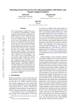 Denoising Neural Network for News Recommendation with Positive and
  Negative Implicit Feedback