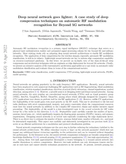 Deep neural network goes lighter: A case study of deep compression
  techniques on automatic RF modulation recognition for Beyond 5G networks