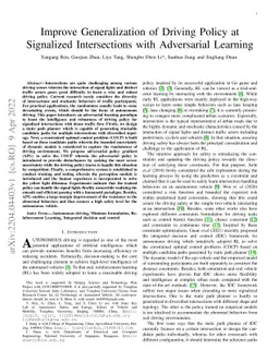 Improve Generalization of Driving Policy at Signalized Intersections
  with Adversarial Learning