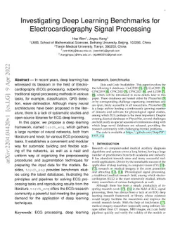 Investigating Deep Learning Benchmarks for Electrocardiography Signal
  Processing