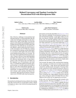 Refined Convergence and Topology Learning for Decentralized SGD with
  Heterogeneous Data