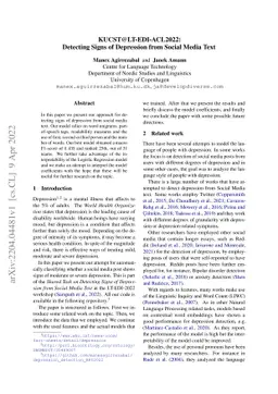 KUCST@LT-EDI-ACL2022: Detecting Signs of Depression from Social Media
  Text