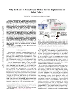 Why did I fail? A Causal-based Method to Find Explanations for Robot
  Failures