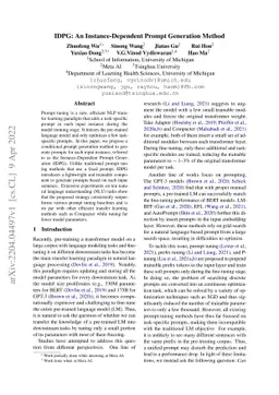 IDPG: An Instance-Dependent Prompt Generation Method