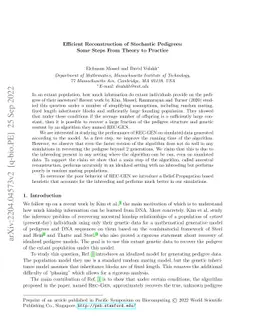 Efficient Reconstruction of Stochastic Pedigrees: Some Steps From Theory
  to Practice
