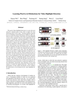Learning Pixel-Level Distinctions for Video Highlight Detection