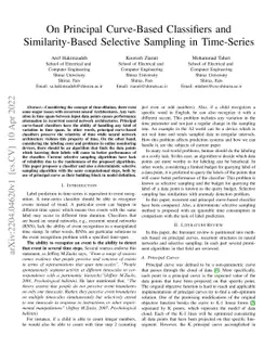 On Principal Curve-Based Classifiers and Similarity-Based Selective
  Sampling in Time-Series