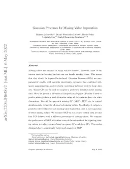 Gaussian Processes for Missing Value Imputation