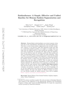 Fashionformer: A simple, Effective and Unified Baseline for Human
  Fashion Segmentation and Recognition