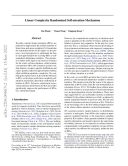 Linear Complexity Randomized Self-attention Mechanism