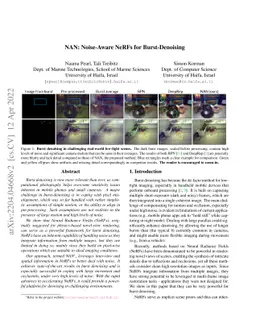 NAN: Noise-Aware NeRFs for Burst-Denoising